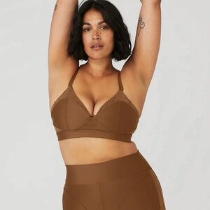 Alo Yoga Airlift Mesh Celeste Bra in Cinnamon Brown size Small